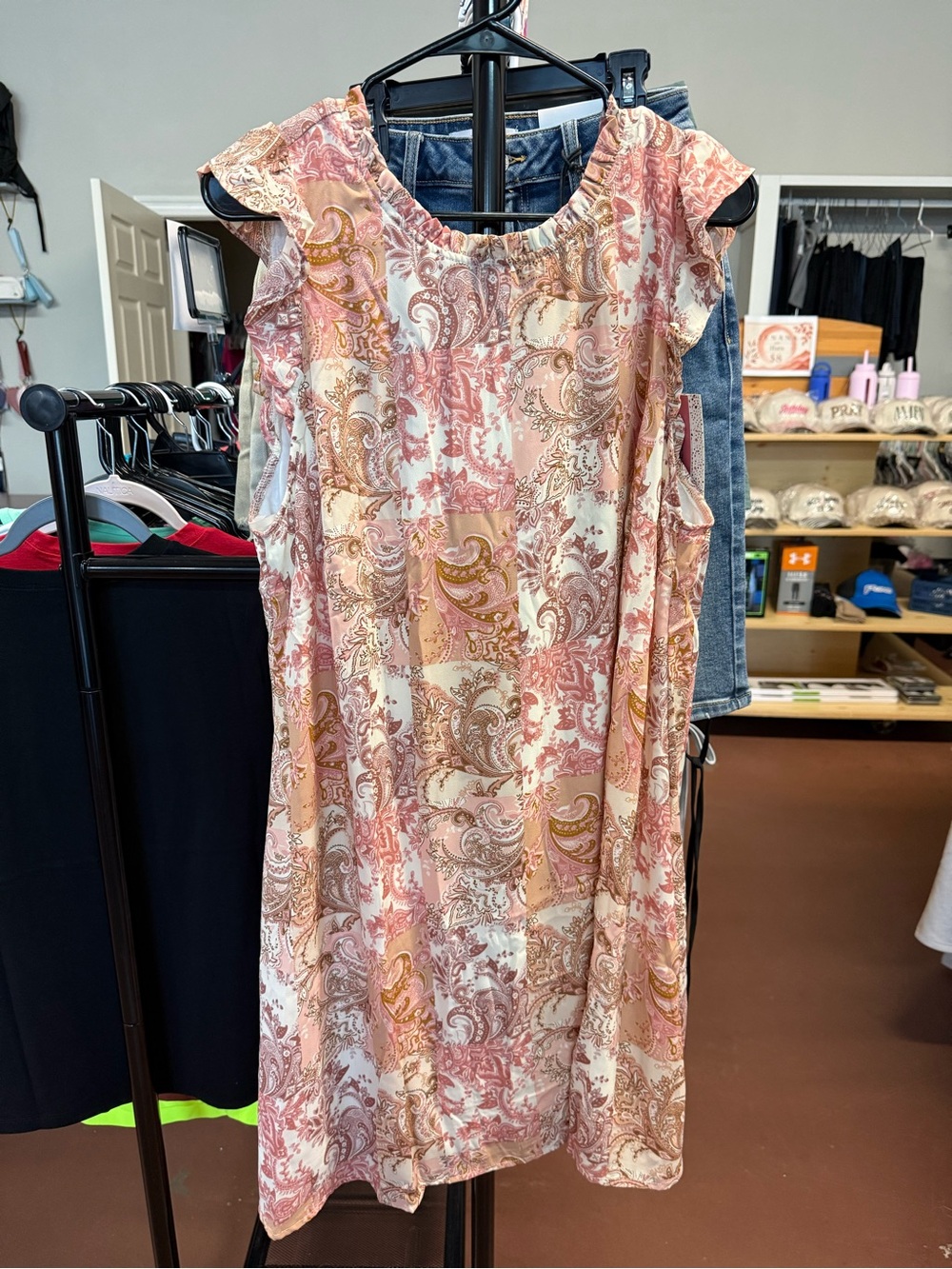ANDREE BY UNIT Pink and Brown Paisley Dress